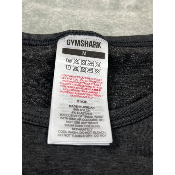 Gymshark Crop Top Women Medium Gray Seamless Long Sleeve Thumb Holes Workout - Picture 3 of 11